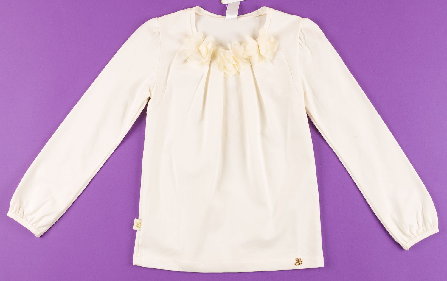 Блузка с длинным рукавом для девочки SMIL Цветы молочная - цена