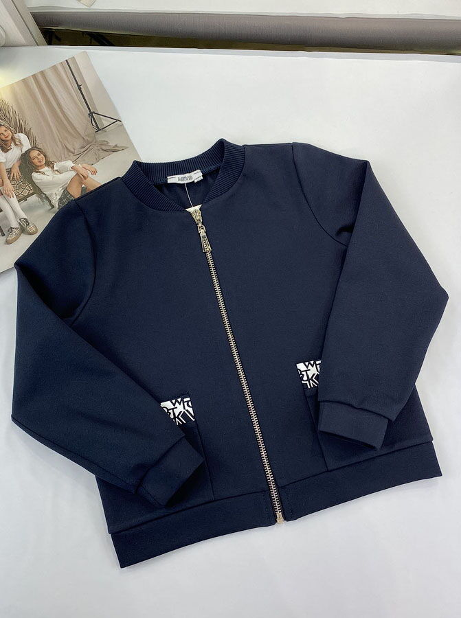 Бомбер для девочки Mevis синий 4794-01 - купить