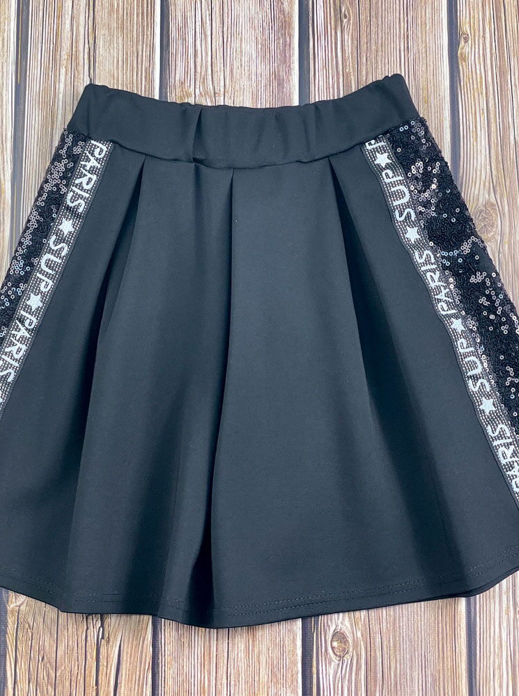 Трикотажная школьная юбка для девочки Mevis черная 3776-02 - размеры