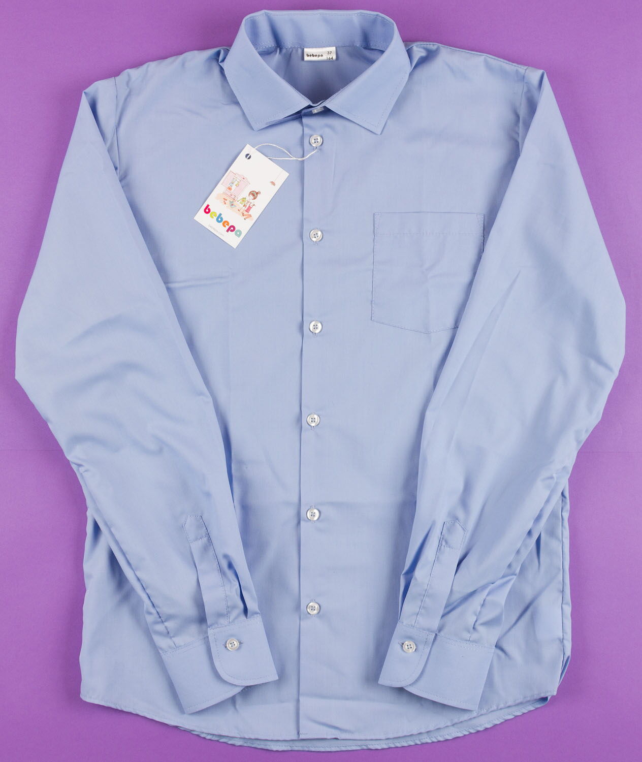 Рубашка с длинным рукавом для мальчика Bebepa синяя 1106-017 - размеры