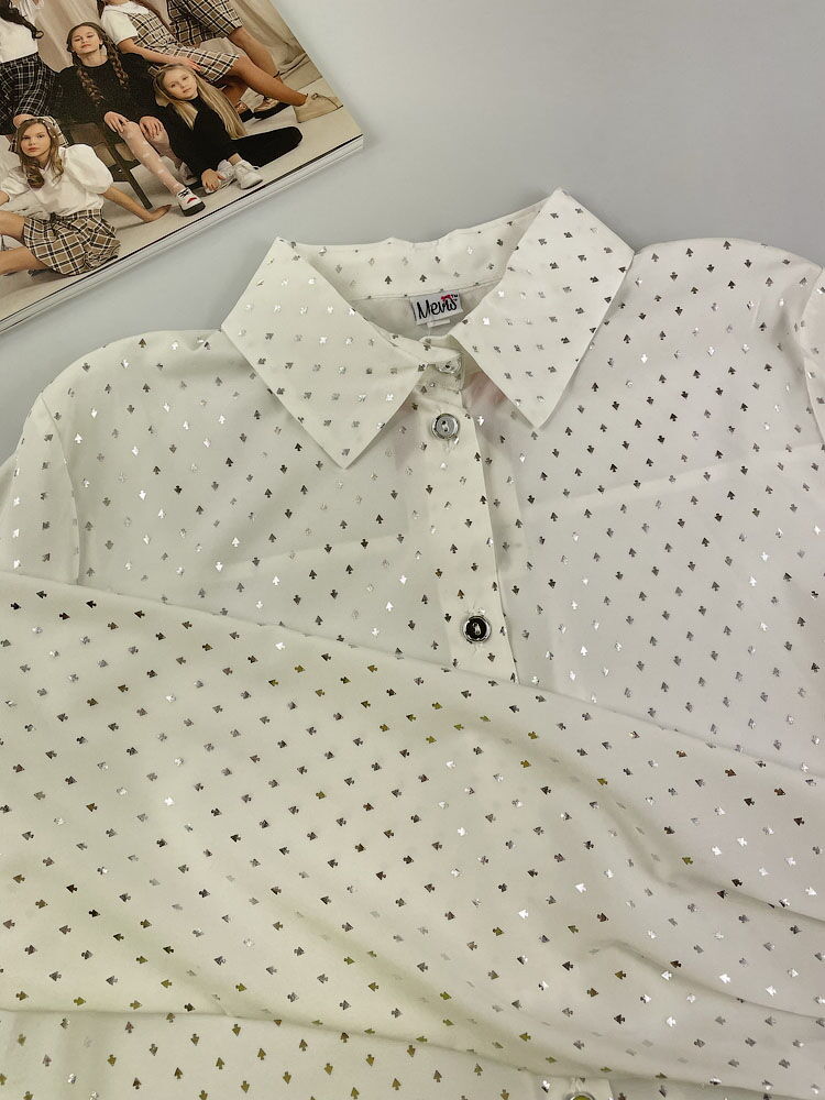 Блузка для девочки Mevis Стрелочки молочная 2912-02 - размеры