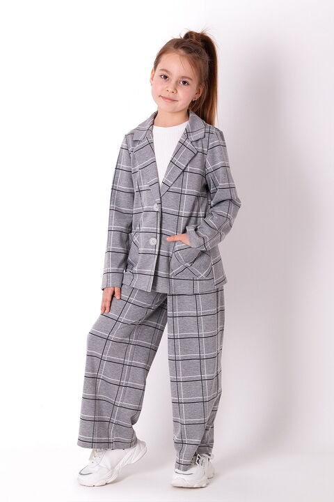 Костюм для девочки Mevis Клетка серый 3605-02 - цена