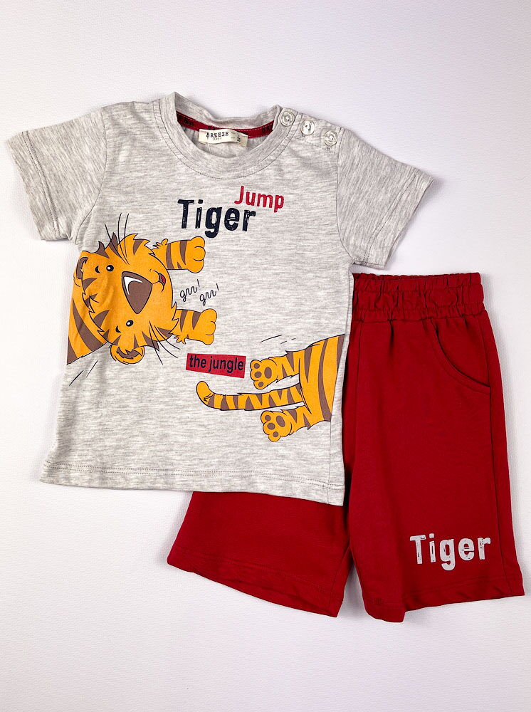 Комплект футболка и шорты для мальчика Breeze Tiger серый 14379 - цена