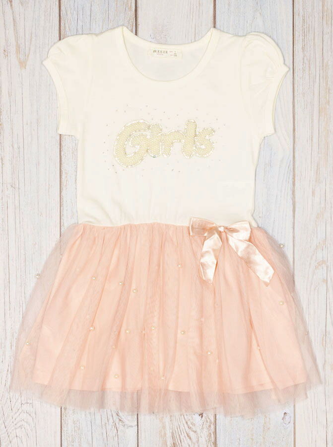 Платье для девочки Breeze Girls молочное 10766 - фото