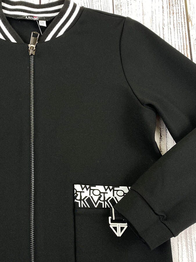 Бомбер для девочки Mevis черный 4106-02 - размеры