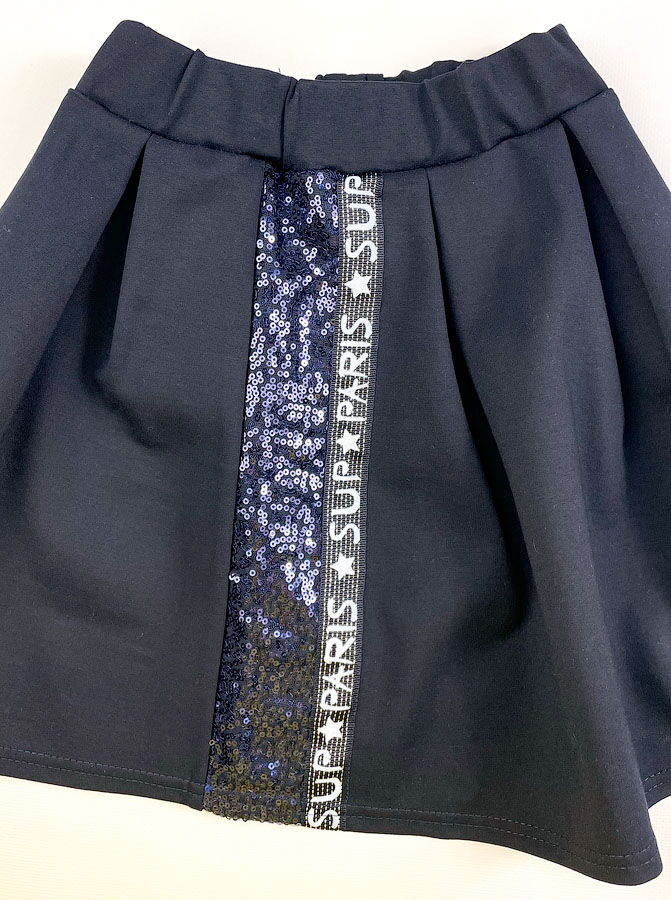 Трикотажная школьная юбка для девочки Mevis синяя 3776-01 - купить