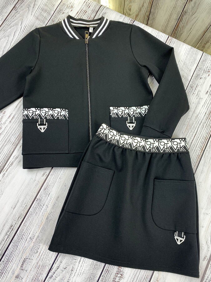 Бомбер для девочки Mevis черный 4106-02 - Киев