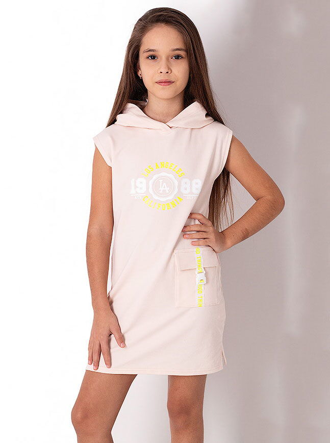 Трикотажное платье для девочки Mevis бежевое 3722-02 - цена