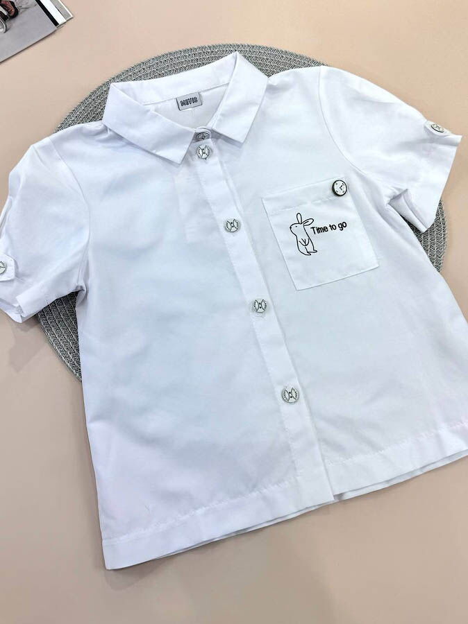 Рубашка для девочки Mevis Time to go белая 4134-01 - Киев