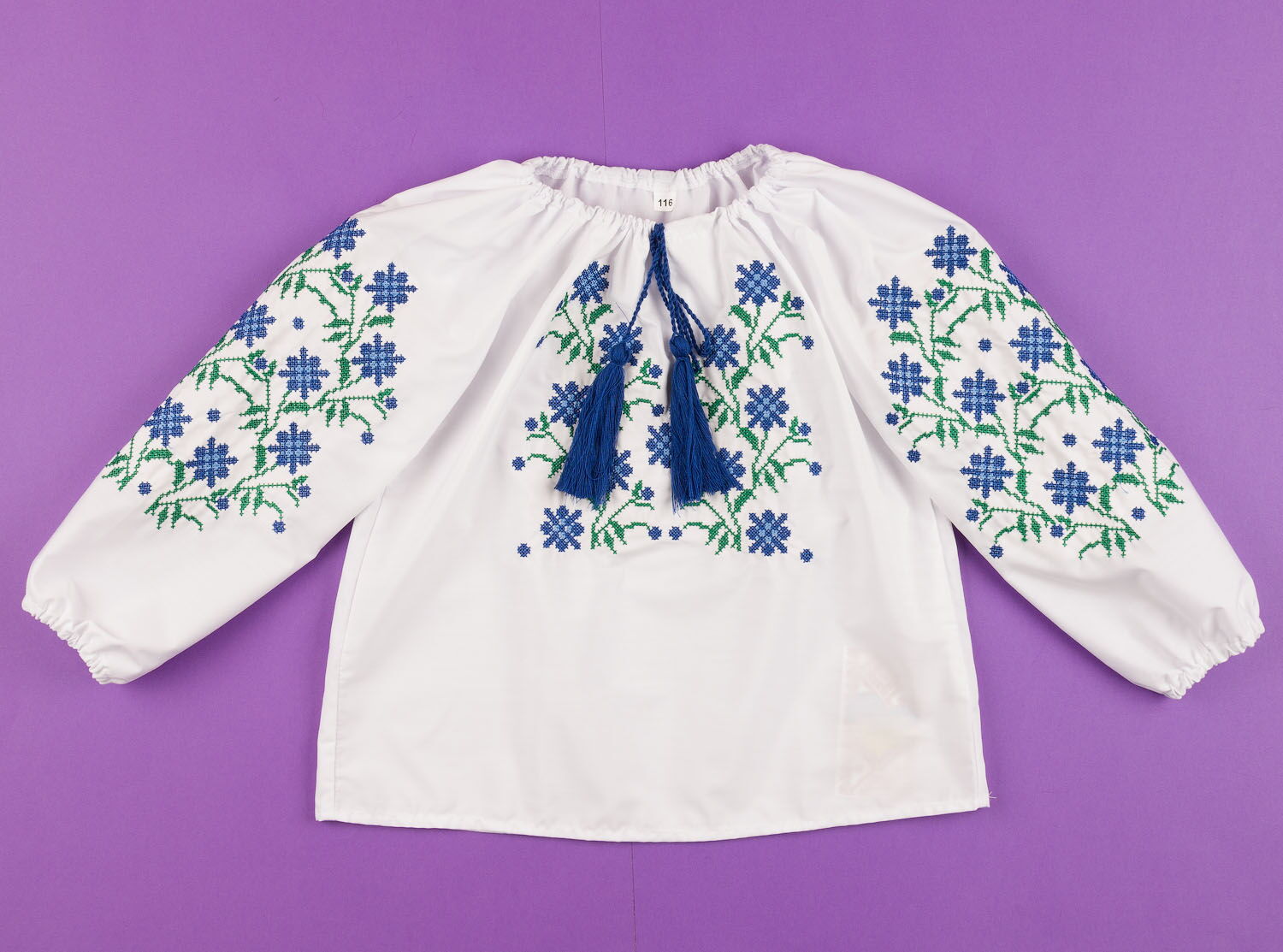 Вышиванка-блузка для девочки Украина Незабудка синяя 2350 - цена