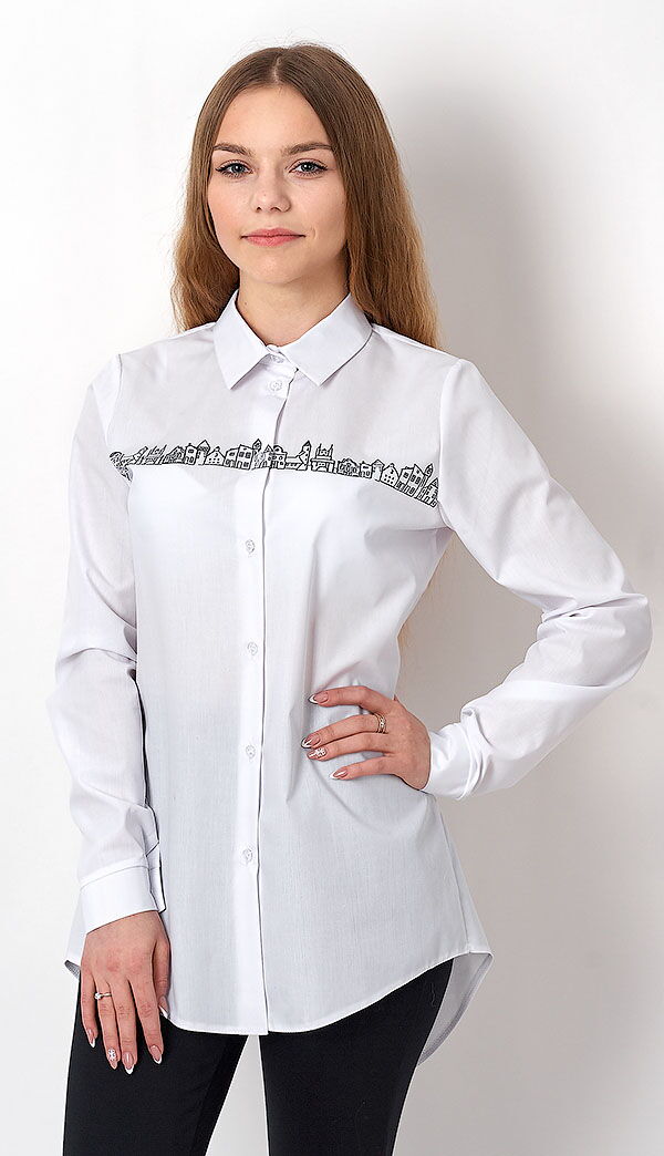 Школьная рубашка для девочки Mevis белая 2700-01 - цена