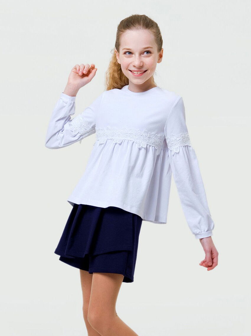 Юбка-шорты трикотажная для девочки SMIL темно-синяя 120285 - размеры