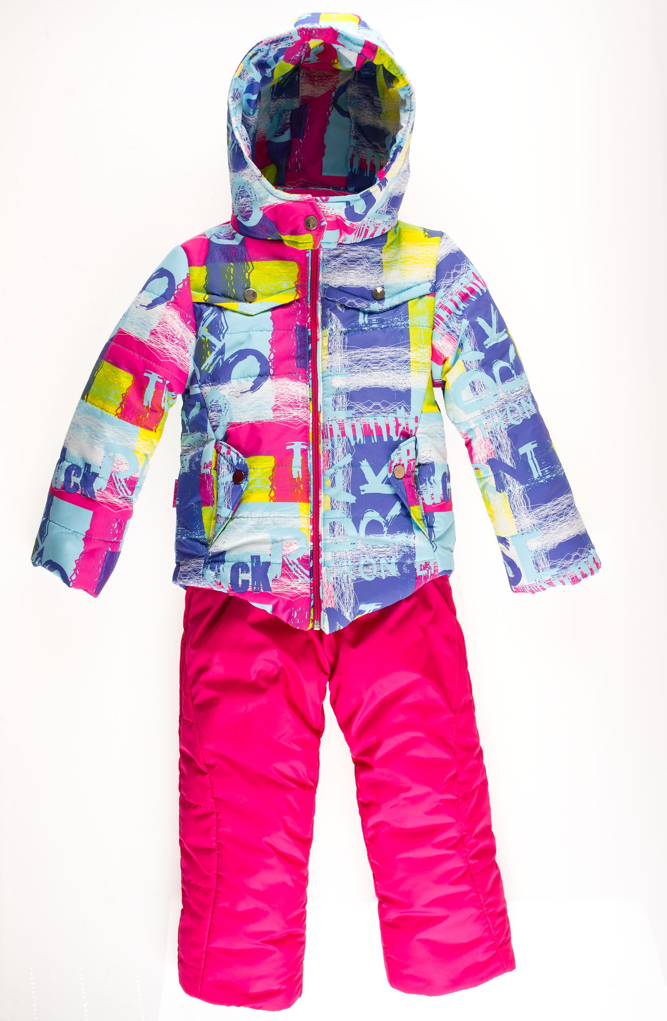 Комбинезон зимний раздельный для девочки (куртка+штаны) Одягайко Абстракт малиновый 20064+01239 - цена