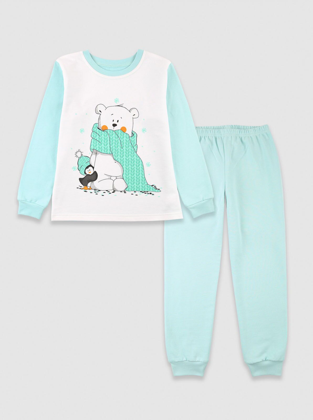 Утепленная пижама для девочки Фламинго Мишка молочная 329-055 - цена