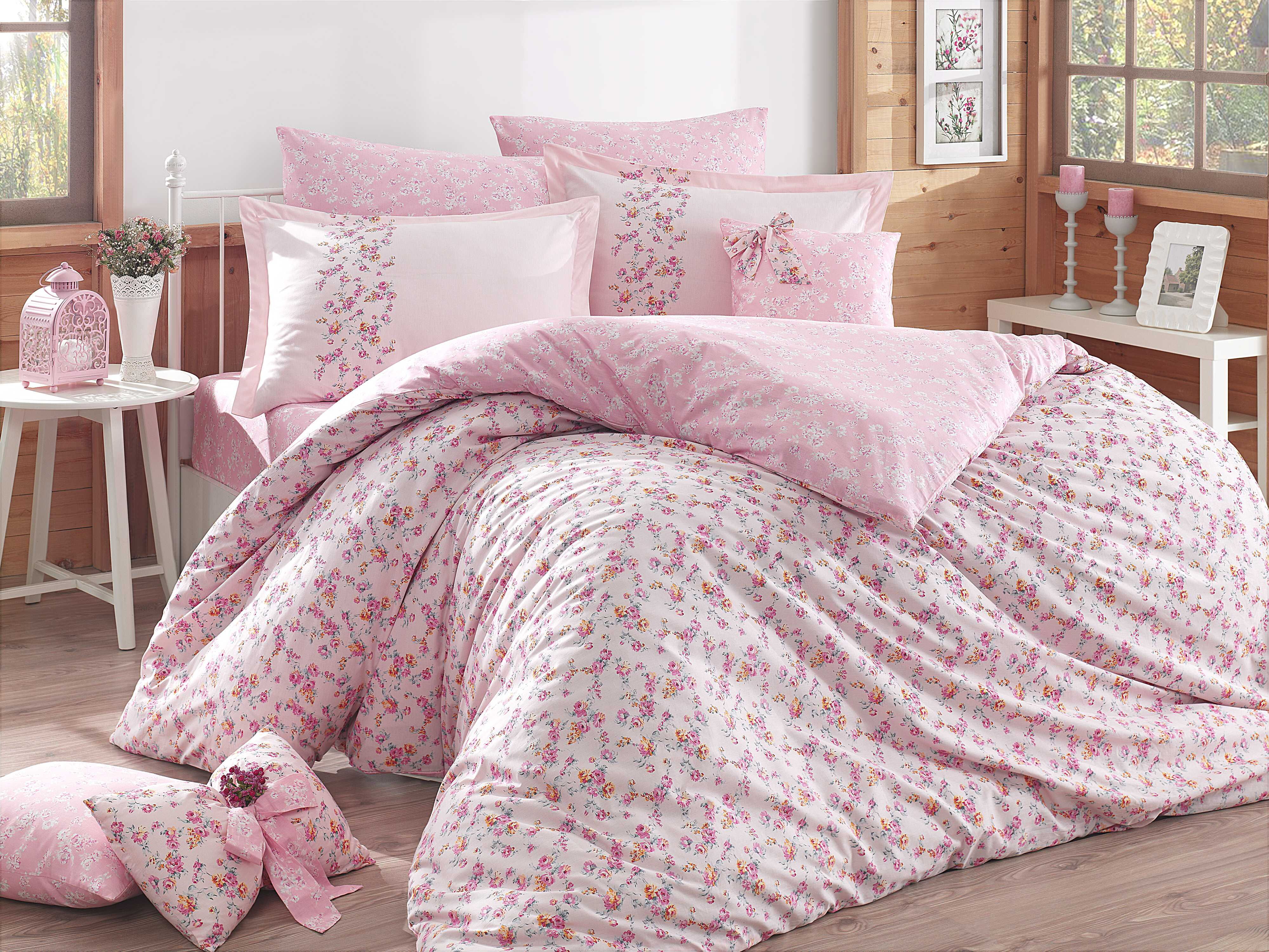 Комплект постельного белья HOBBY Poplin Luisa розовый 200*220 - цена