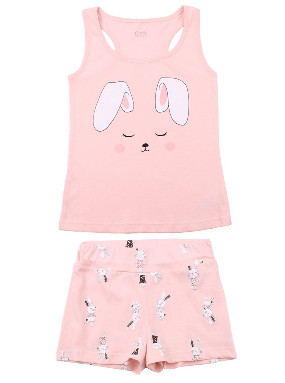 Летняя пижама для девочки Фламинго Зайка персиковая 242-125 - цена
