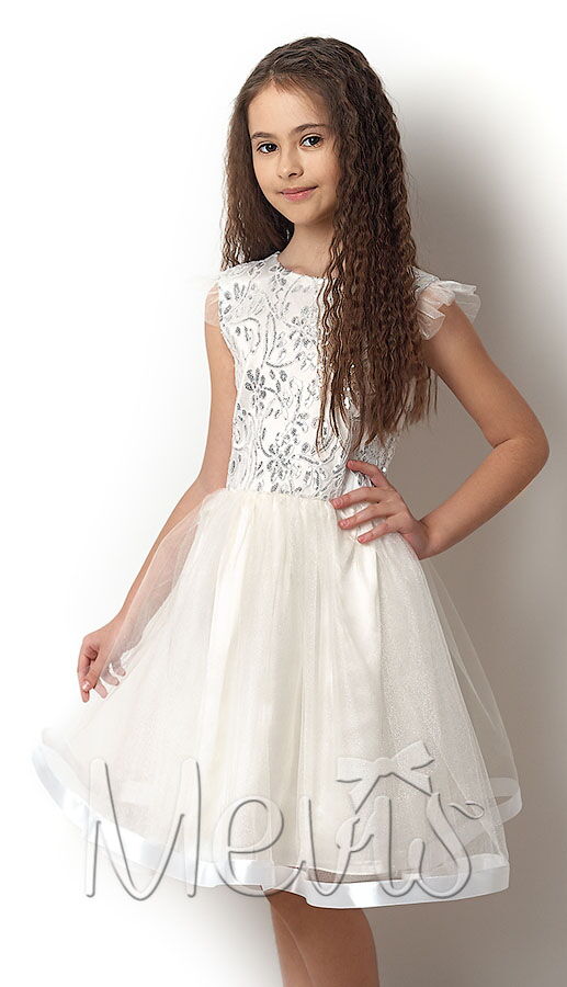 Нарядное платье для девочки Mevis кремовое 2418-01 - цена