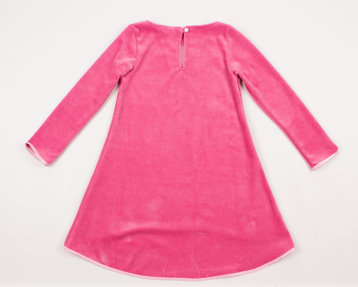 Платье с длинным рукавом для девочки Фламинго велюр розовое  - фотография