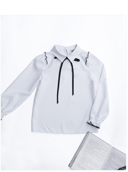 Блузка с длинным рукавом для девочки Mevis белая 4397-01 - фото