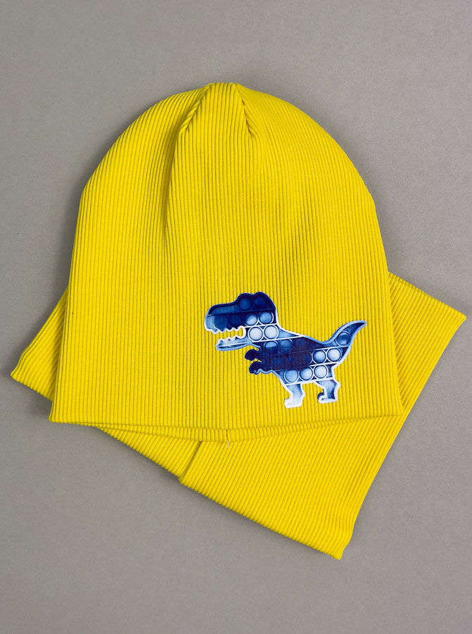 Комплект шапка и хомут Semejka Марио желтый 9319 - цена
