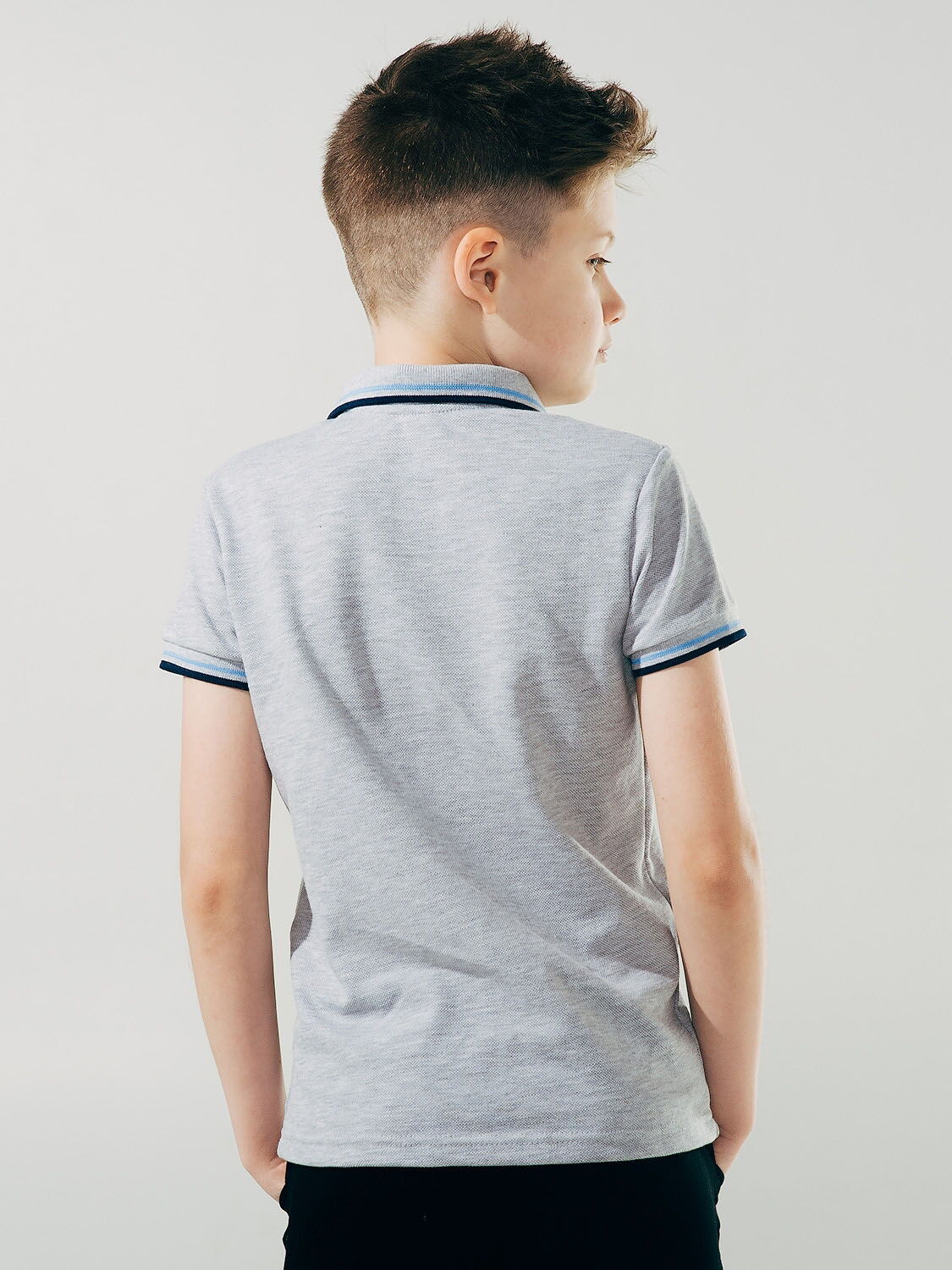 Футболка-поло с коротким рукавом для мальчика SMIL серый меланж 114594 - фото