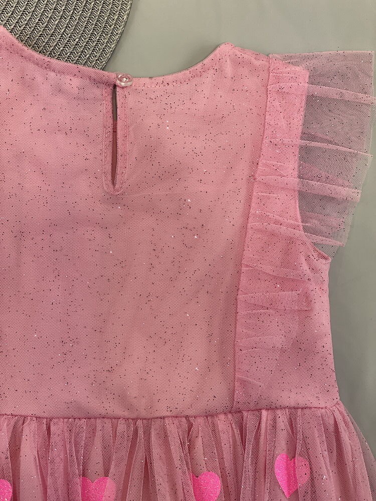 Нарядное платье для девочки Mevis Сердечки розовое 5048-01 - размеры
