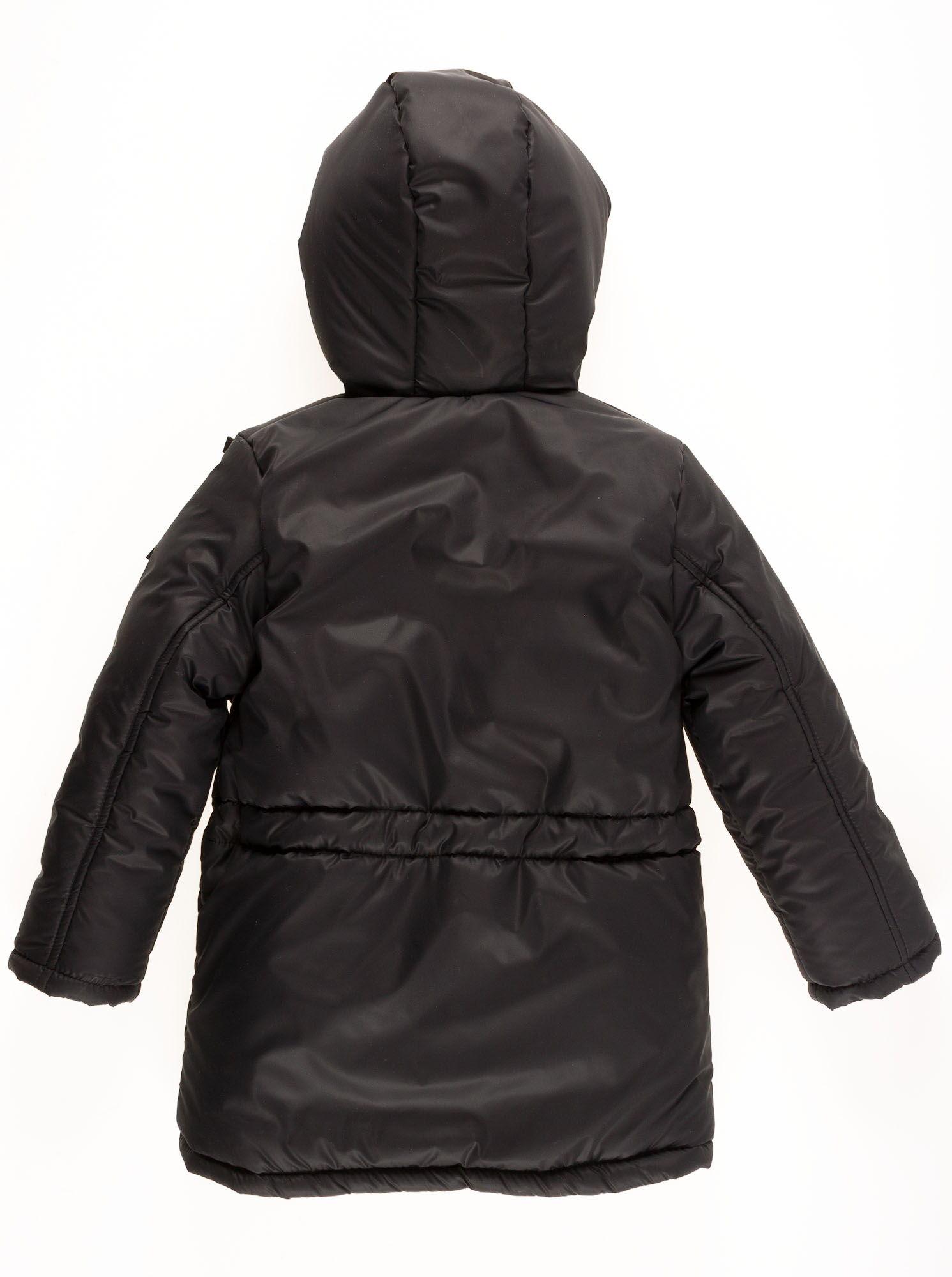 Куртка удлиненная зимняя для мальчика Одягайко черная 20095О - размеры