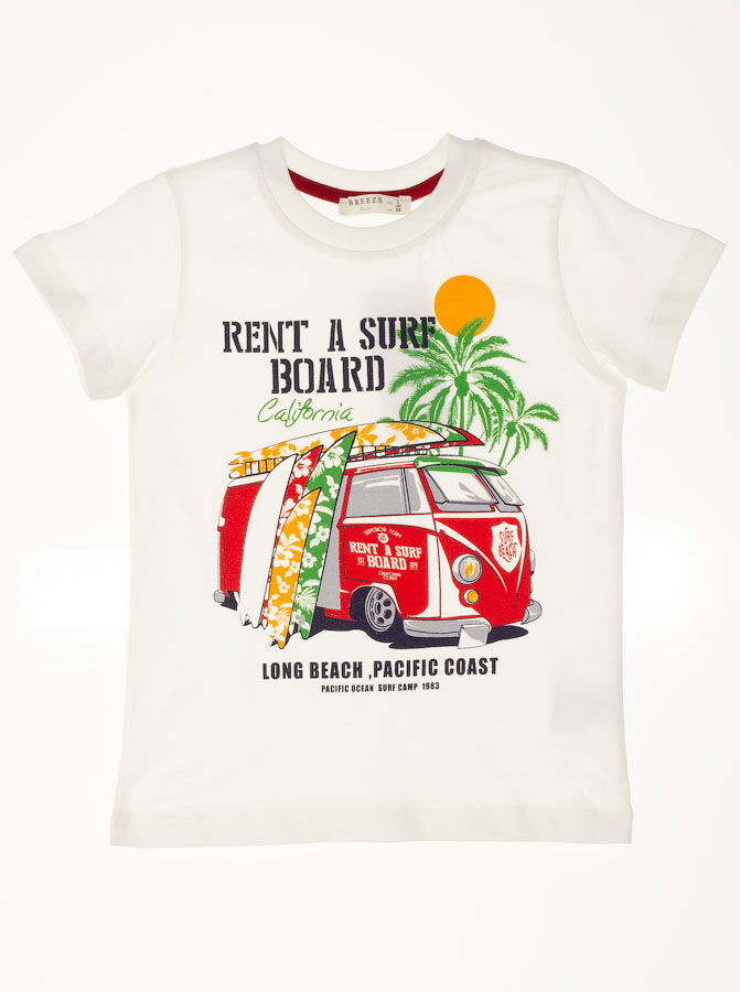 Футболка для мальчика Breeze Surf молочная 13383 - фото