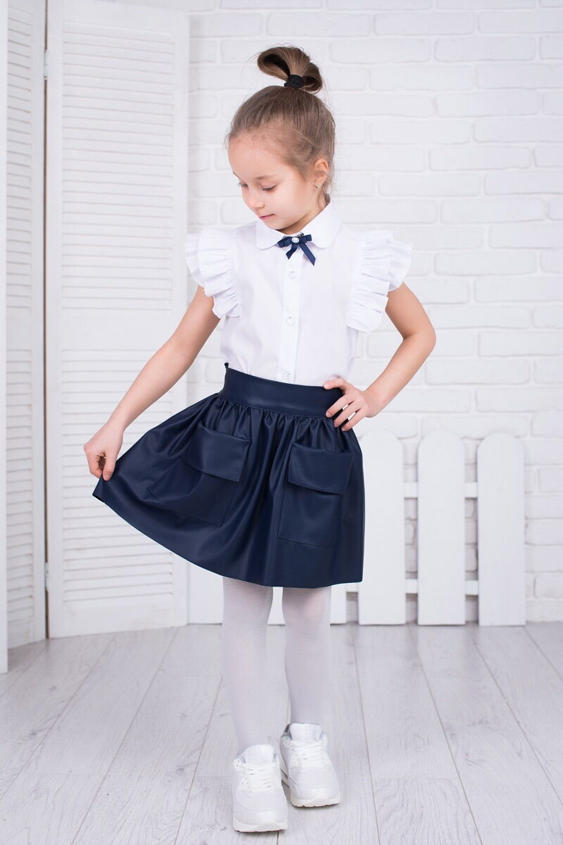 Блузка с коротким рукавом для девочки SIM белая 21 - цена