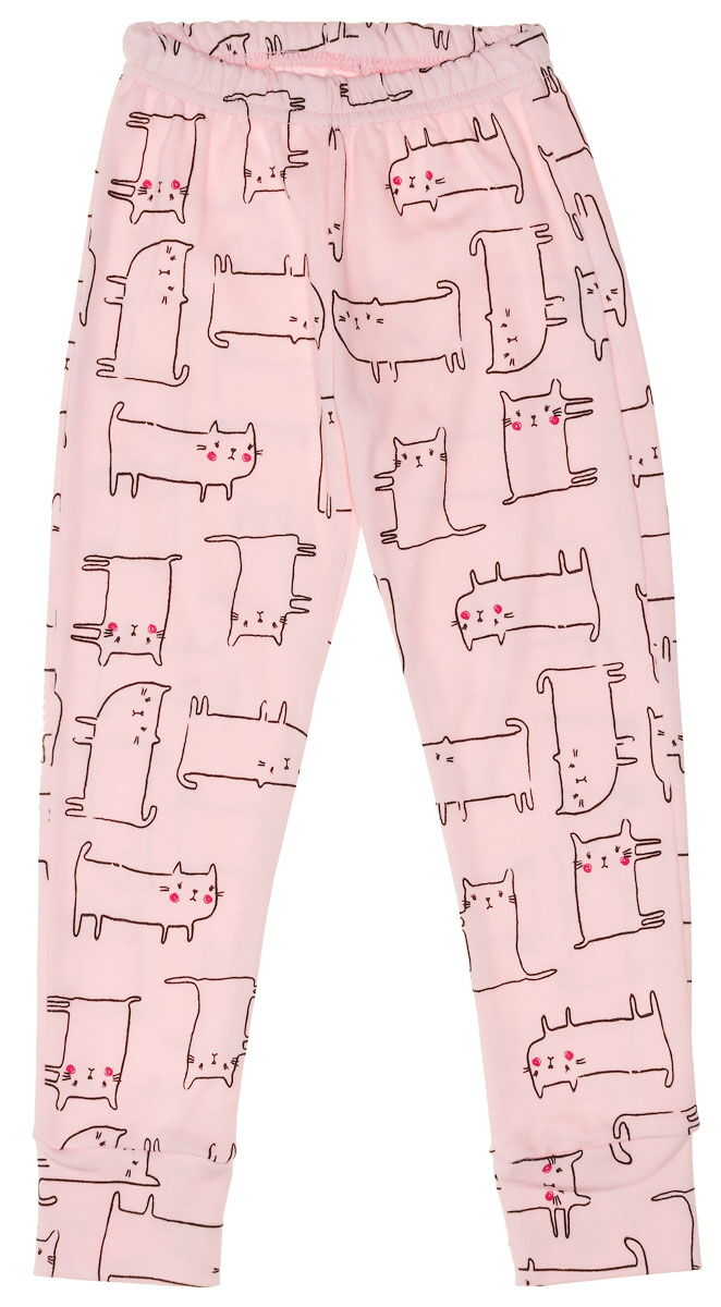 Пижама для девочки Фламинго Кот розовая 245-222 - фото