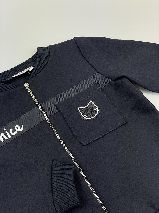 Бомбер для девочки Mevis синий 4105-01 - фото