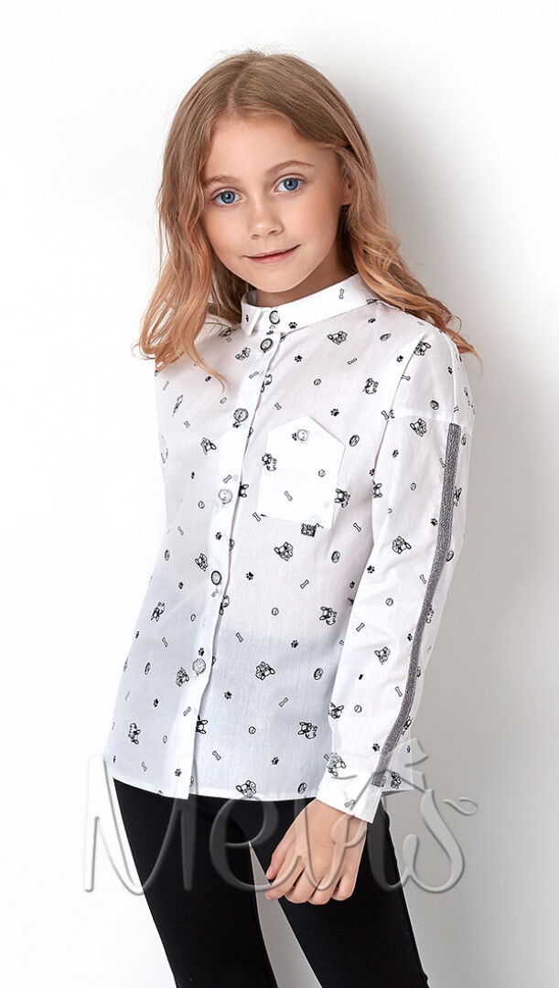 Рубашка для девочки Mevis белая 2899-01 - цена