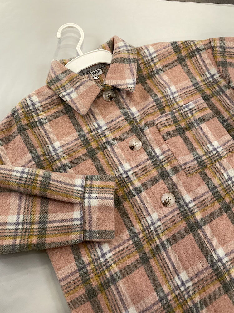 Теплая рубашка в клетку Mevis розовая 4907-03 - размеры