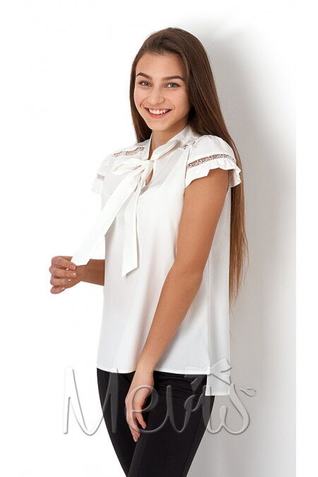 Нарядная блузка с коротким рукавом Mevis белая 2811-02 - цена