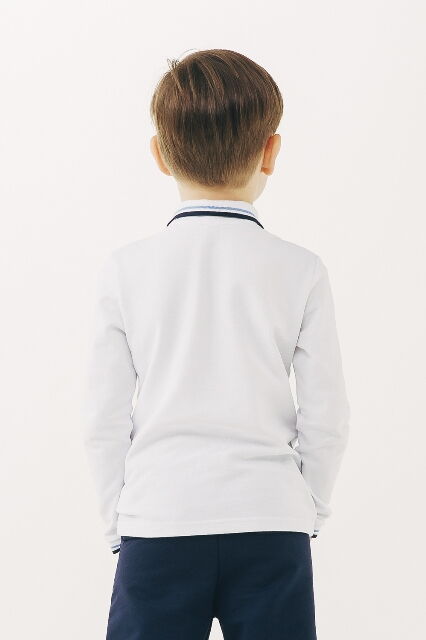 Поло с длинным рукавом для мальчика SMIL белое 114656/114657/114658 - размеры