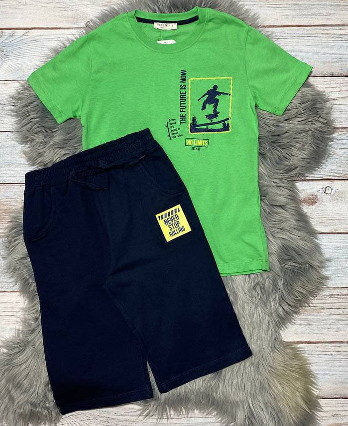 Комплект футболка и шорты для мальчика Breeze зеленый 13498 - цена