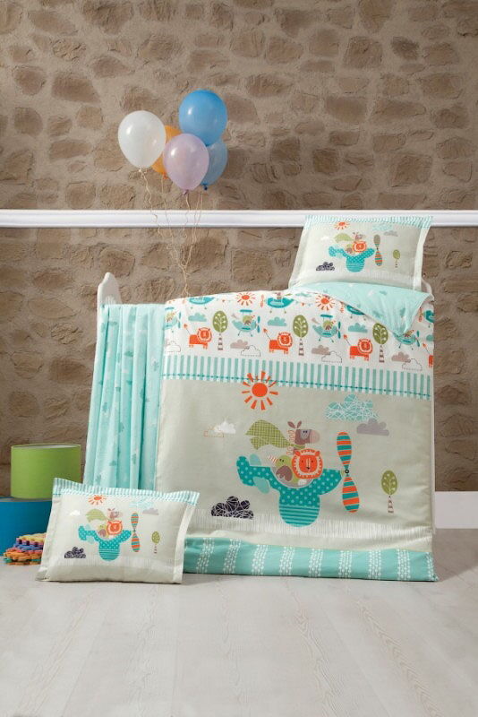 Комплект постельного белья в детскую кроватку LP FLYİNN голубой - цена