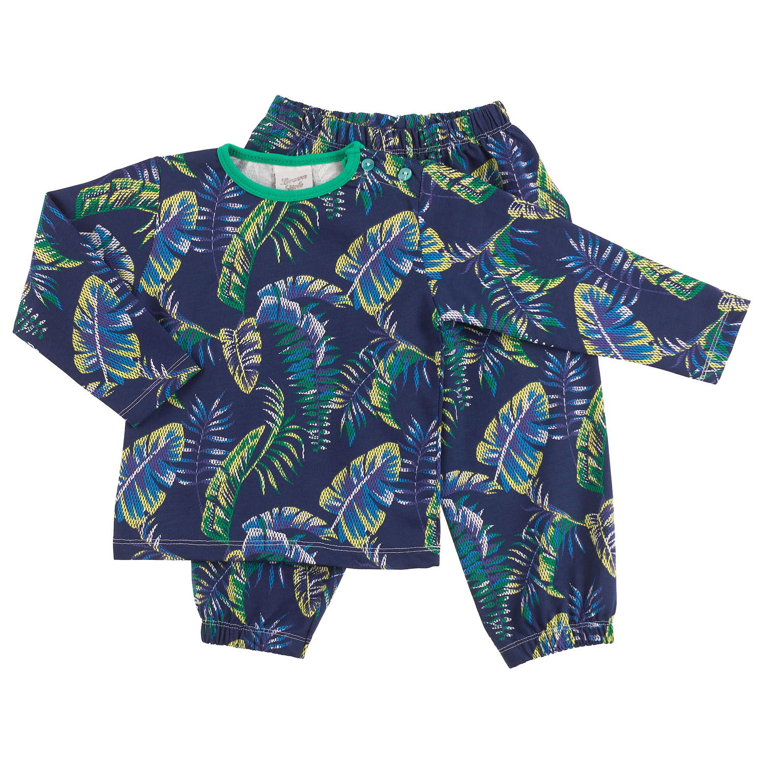 Пижама утепленная детская Breeze Папоротник синяя 8382 - цена