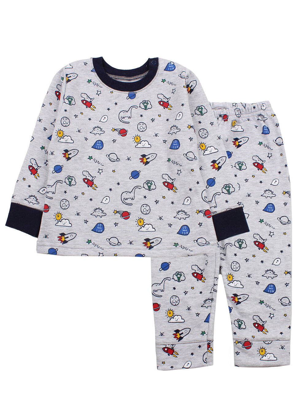 Утепленнная пижама для мальчика Фламинго Космос серая 109-307 - цена