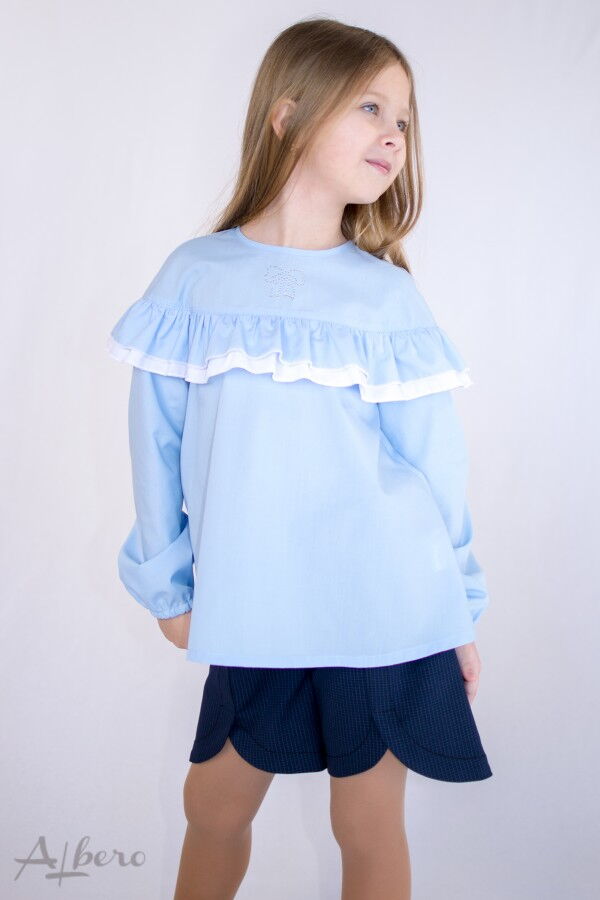 Блузка с длинным рукавом для девочки Albero голубая 5071-В - цена