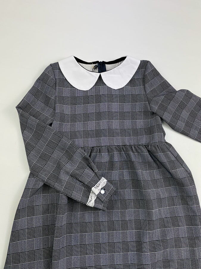 Школьное платье для девочки Tair kids клетка серое 81021 - фотография