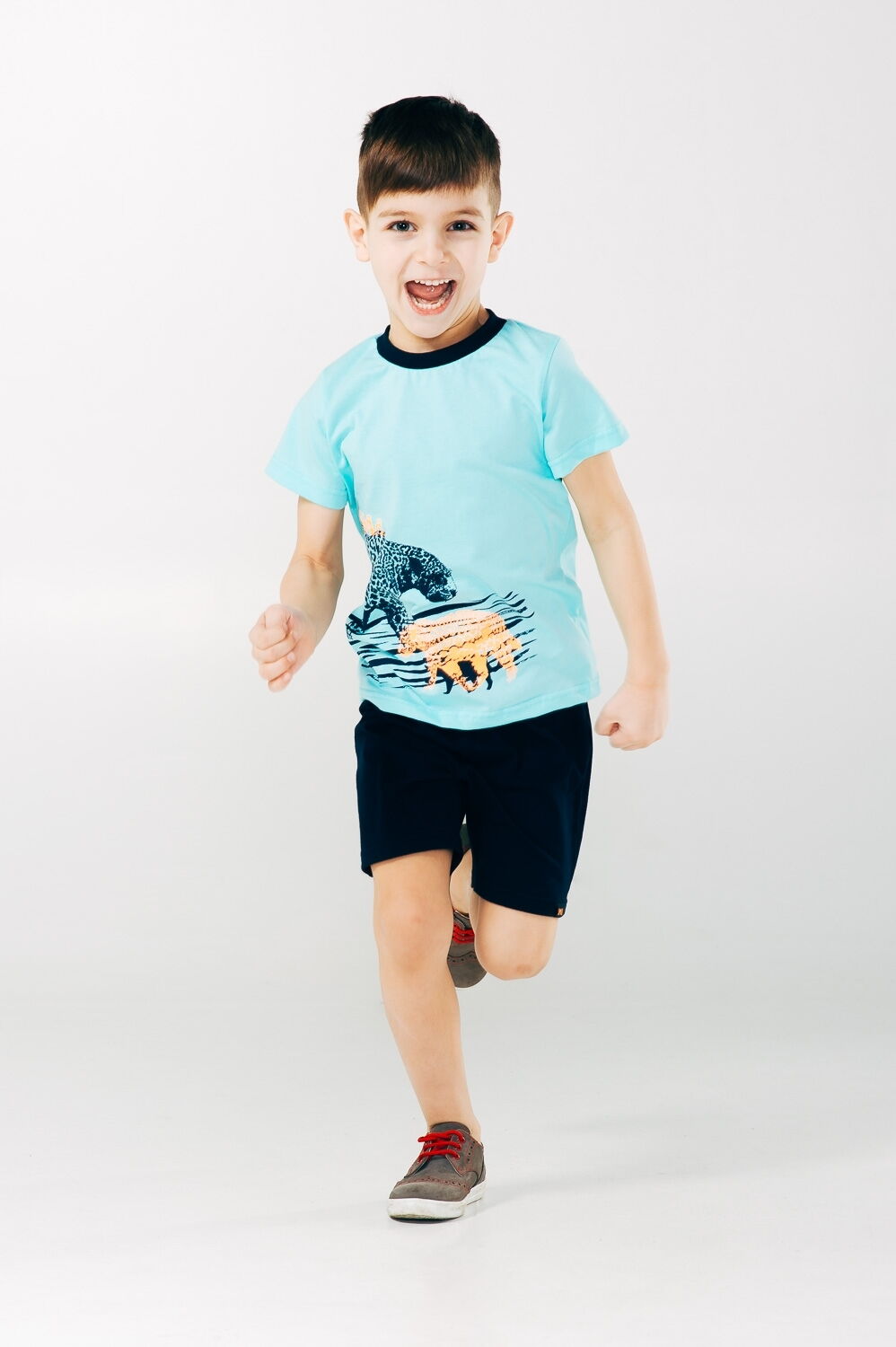Комплект для мальчика (футболка+шорты) SMIL Мечтатели бирюзовый 113254 - размеры
