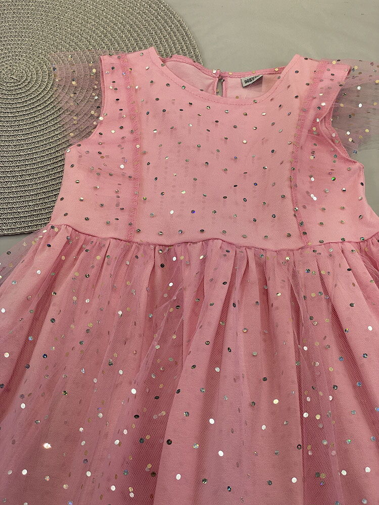 Нарядное платье для девочки Mevis Конфетти розовое 5048-03 - фото