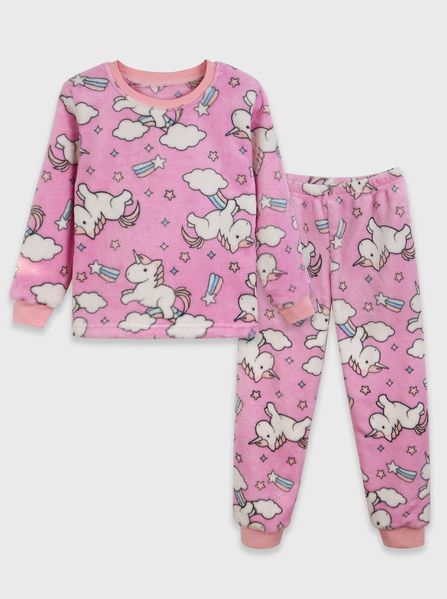 Пижама вельсофт для девочки Фламинго Единороги розовая 855-910 - цена