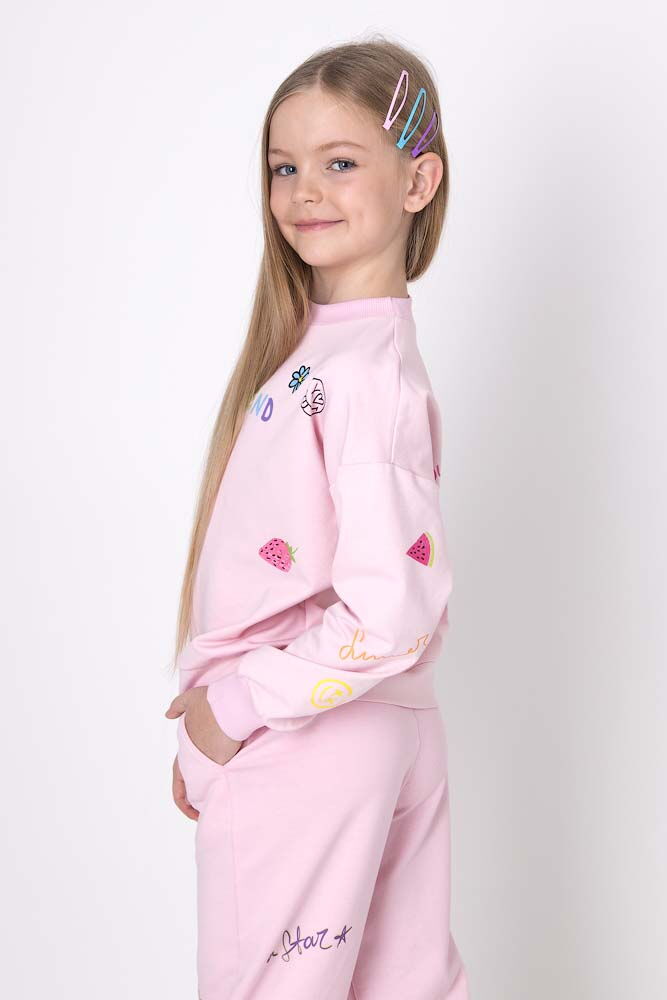 Стильный костюм для девочки Mevis Happy Weekend розовый 4855-02 - фото