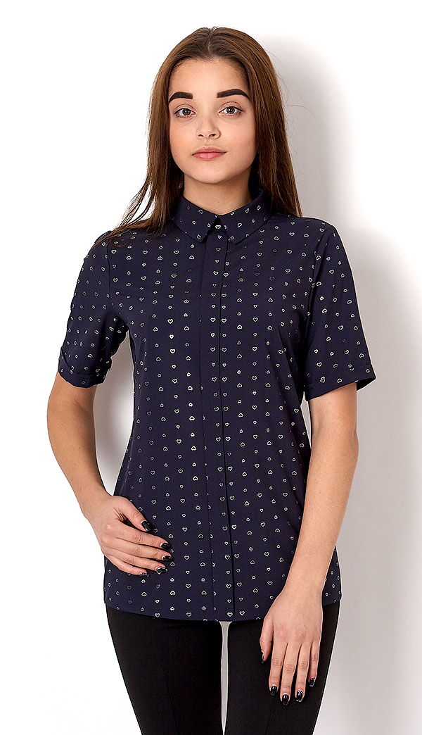 Блузка с коротким рукавом для девочки Mevis синяя 2660-06 - цена