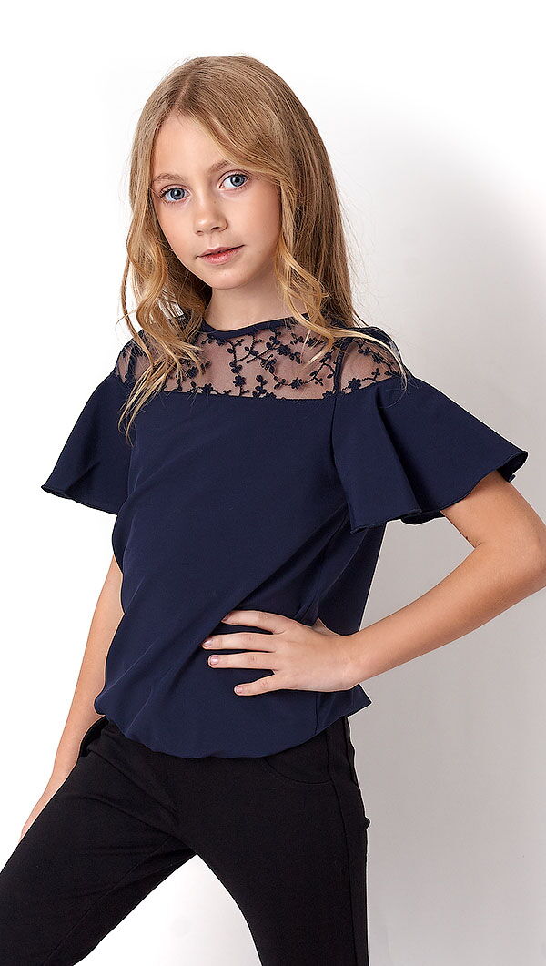 Блузка для девочки Mevis темно-синяя 3173-03 - цена