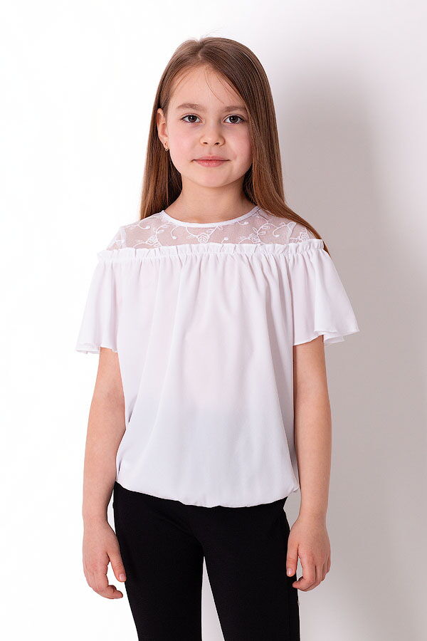 Блузка для девочки Mevis белая 3797-01 - цена