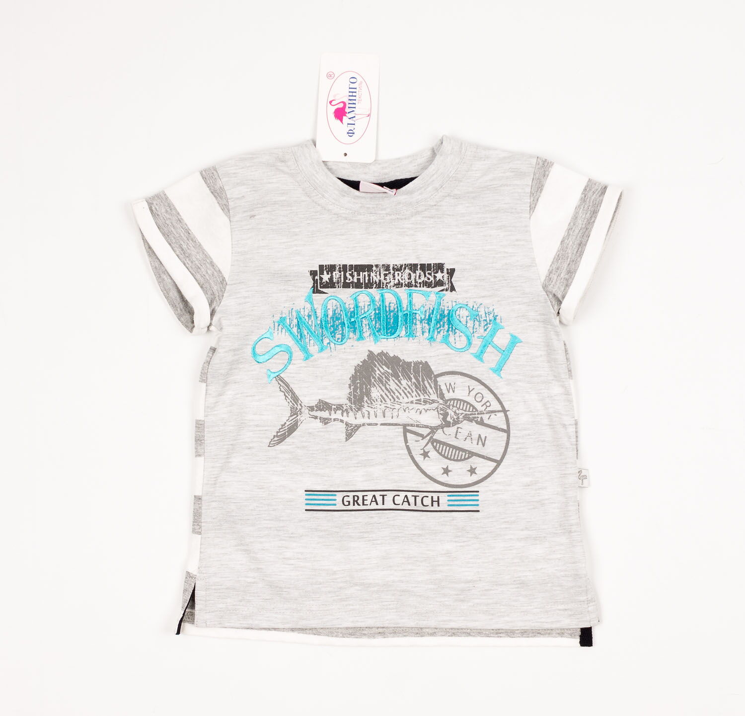 Комплект для мальчика (футболка+шорты) Фламинго голубой 905-110 - фото