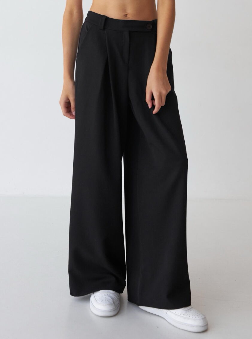 Брюки-палаццо для девочки трикотаж Valza черные 5106 - цена